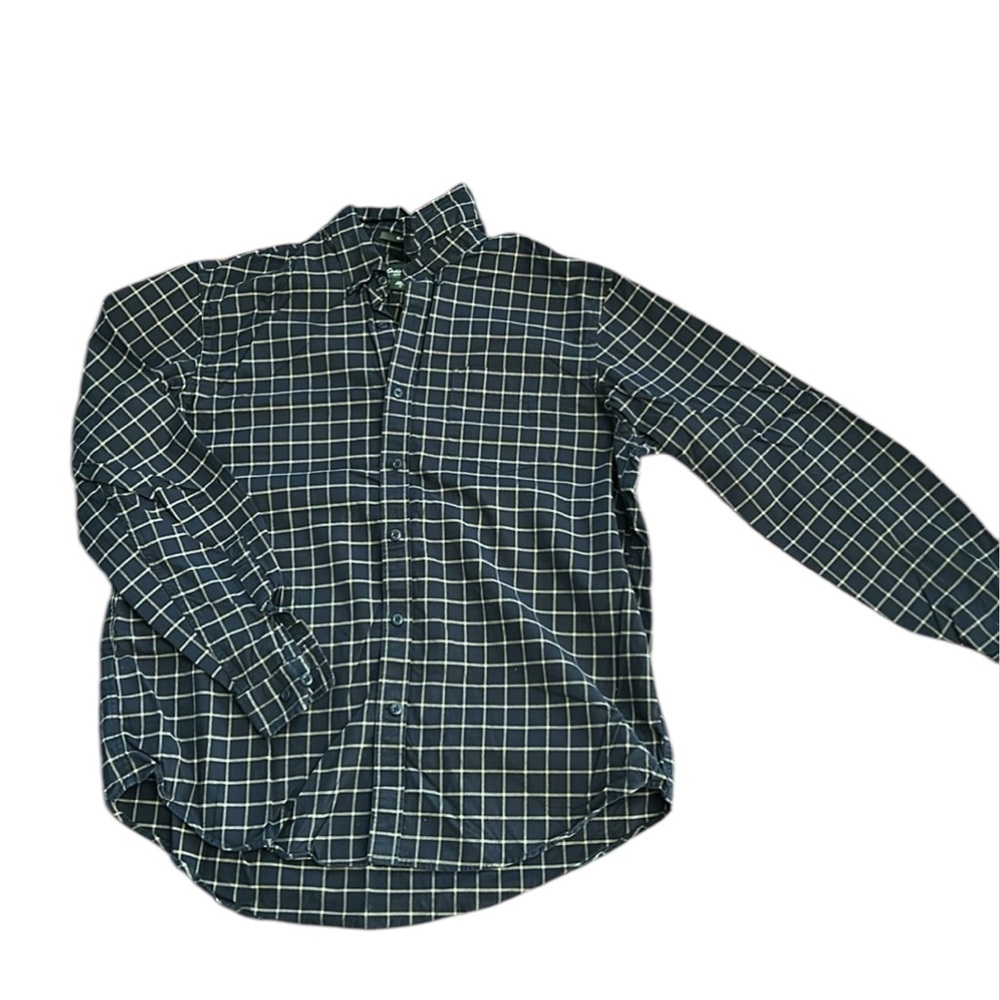 Eddie Bauer XL Relaxed fit black checker long sleeve button down 100% cotton